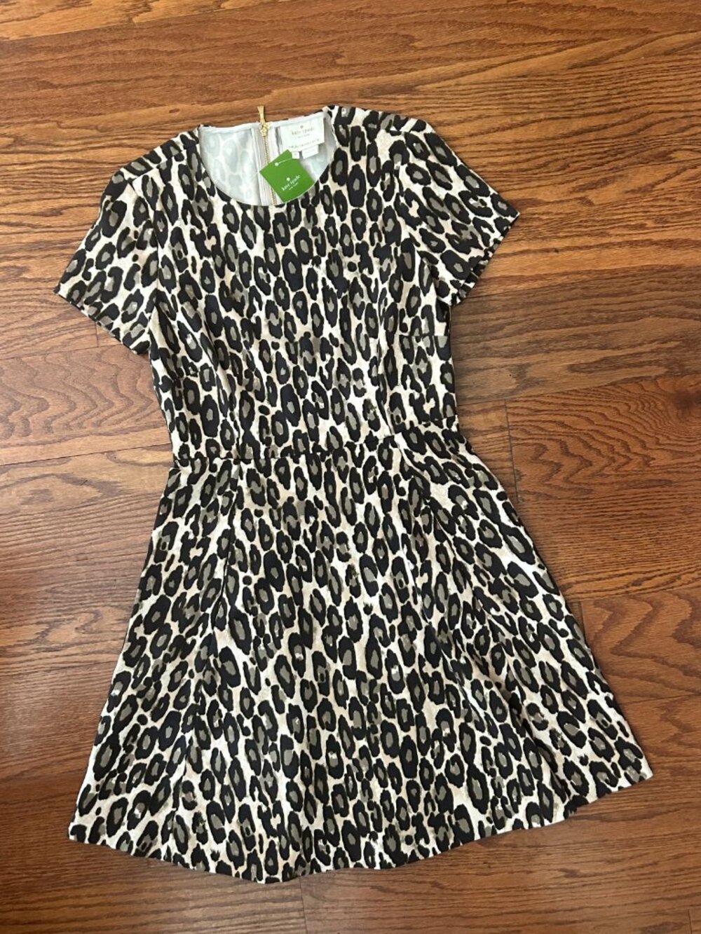 NWT Kate Spade New York Autumn Leopard Fit-and-Flare Dress Classic Beige Size 6 - Picture 5 of 15